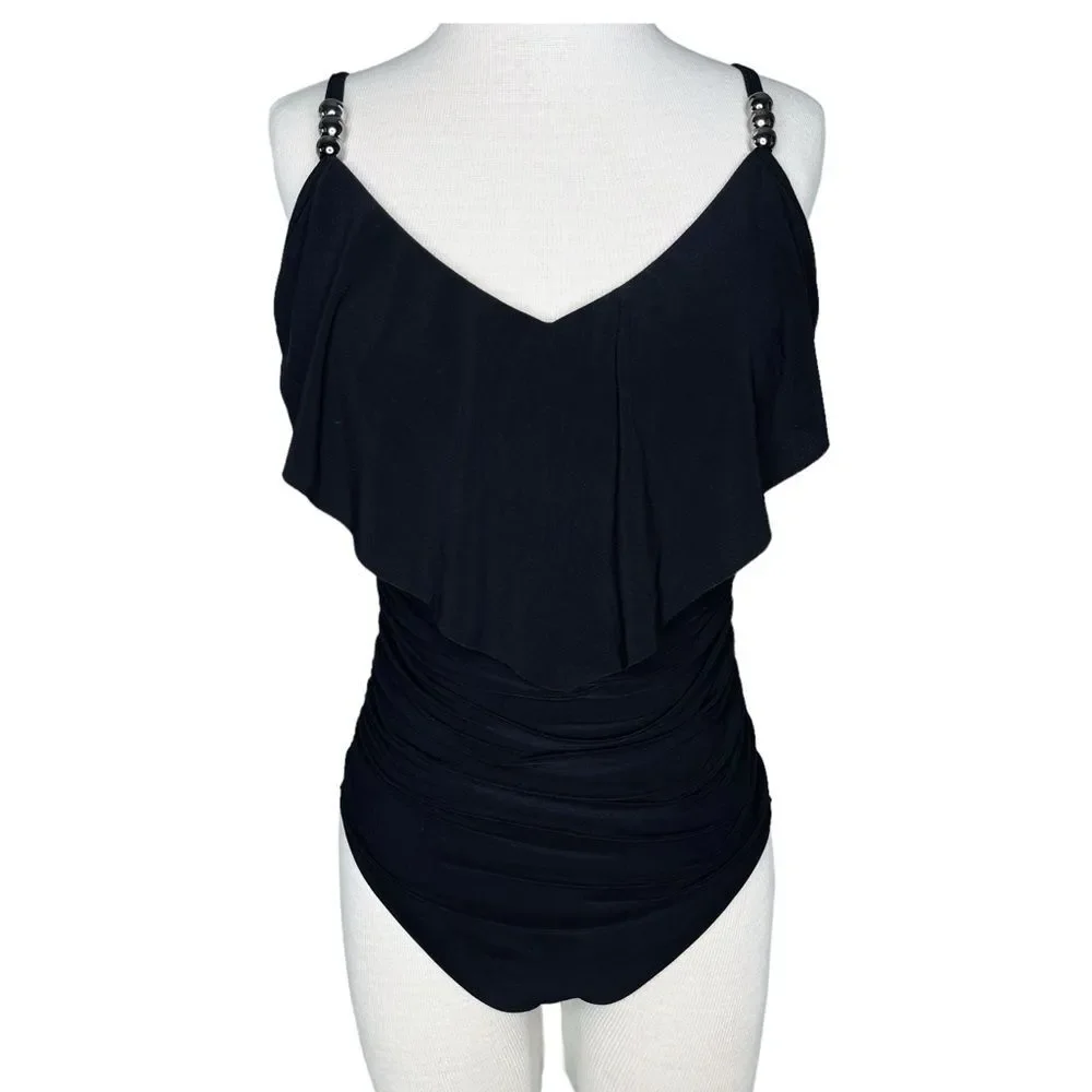 Magicsuit Isabel One Piece Swimsuit sz 10 * Black Slimming Tummy Control Beach